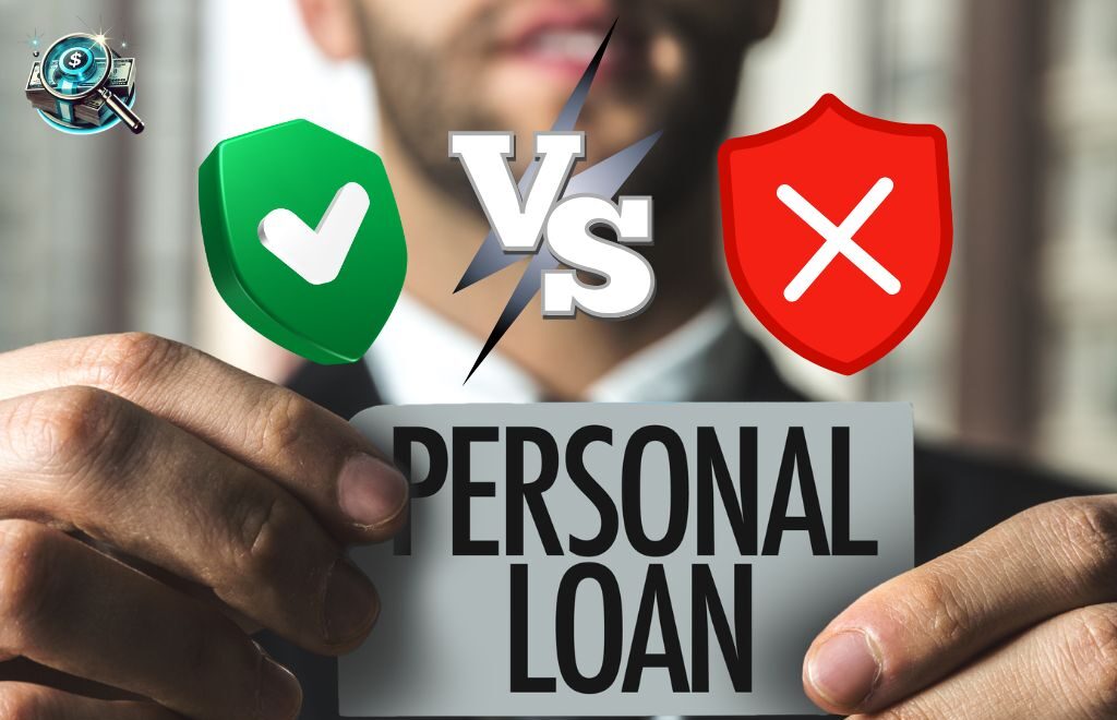 "Illustration of bad credit vs. good credit concept with torn paper effect."